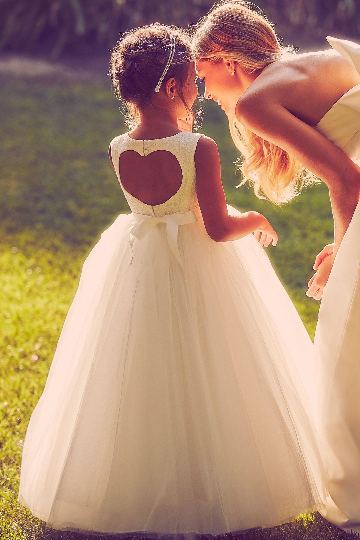 Pink Ball Gown Flower Girl Dress with Heart Cutout in Choice of Colour -  CuteAngel.co.uk